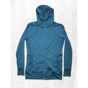 Mondetta Teal Blue Hooded Active Women's Top Size M Long Sleeve Zip up Pockets